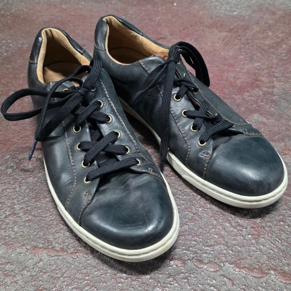 Born Allegheny II Men size 10.5 M black leather sneaker low top casual lace up